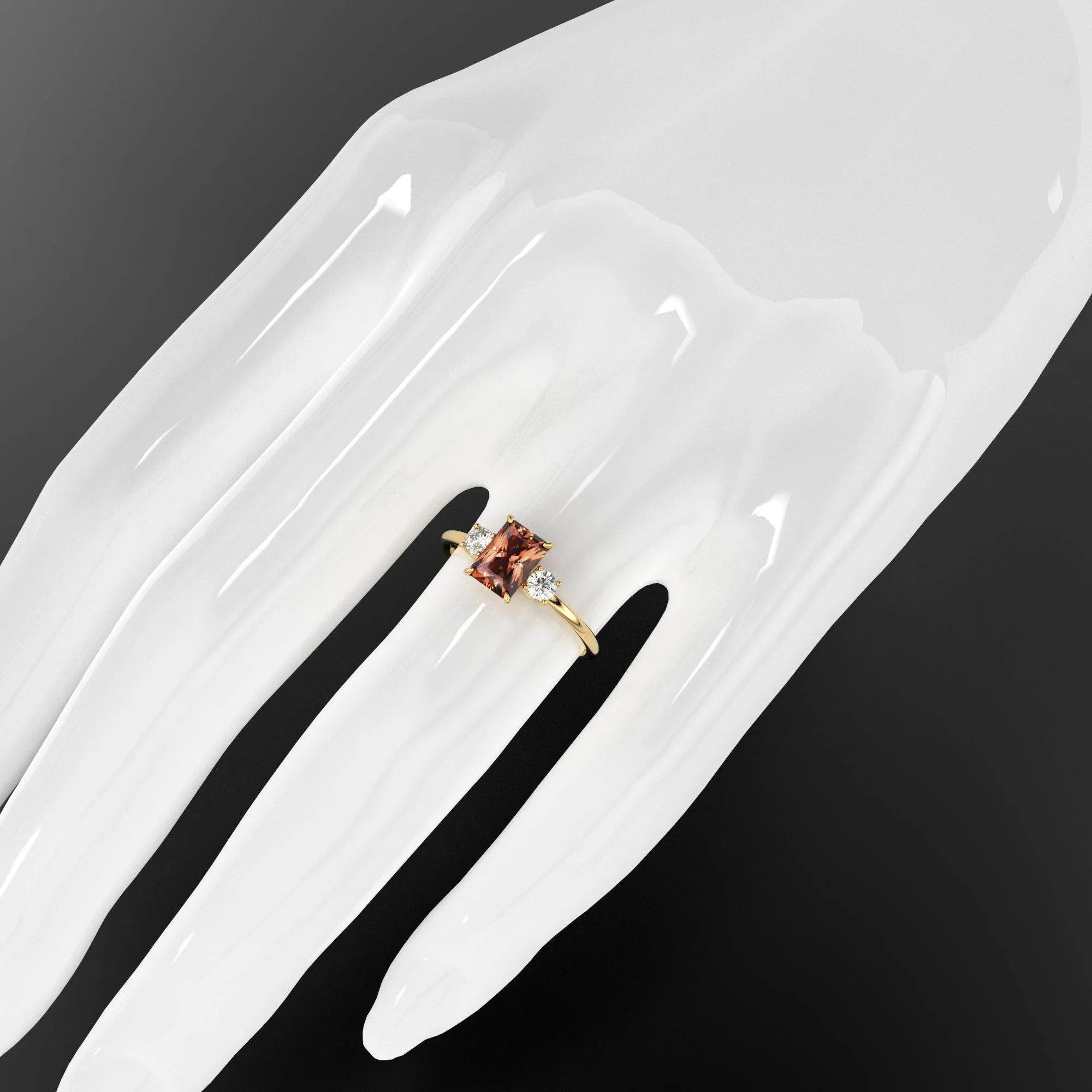 1.1 Carat Red Orange Padparadscha Sapphire Luxury Ring / Unique Yellow Gold Sapphire Ring / Engagement Ring / Sapphire and Diamonds Ring