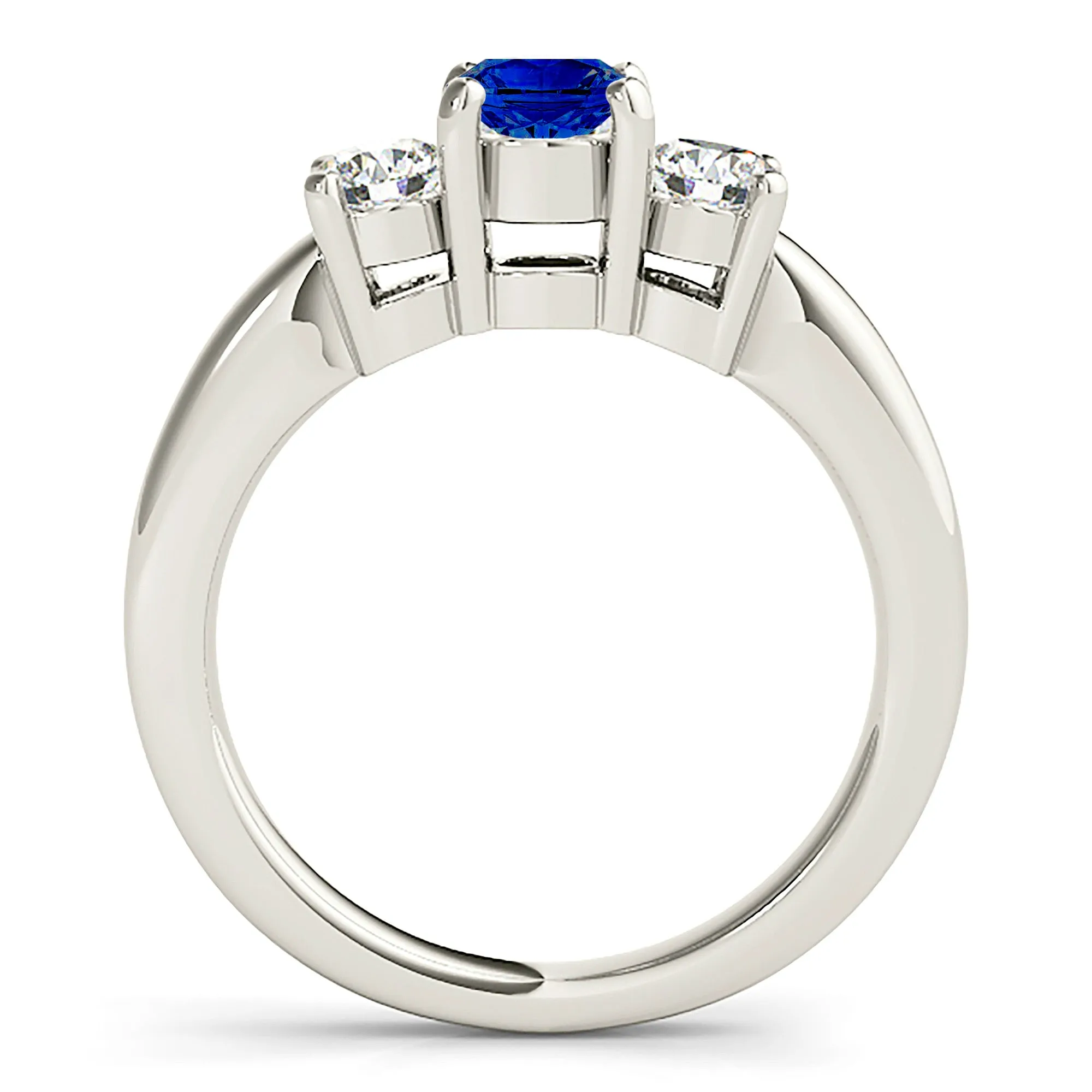 1.20 ct. Genuine Blue Sapphire Three Stone Engagement Ring