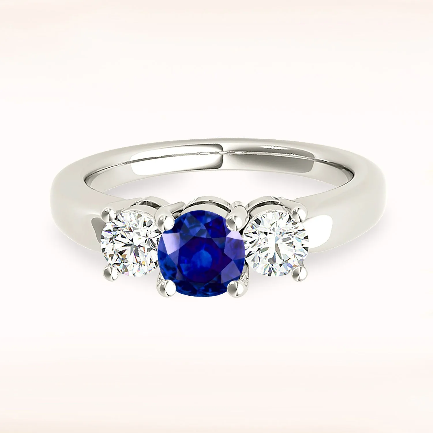1.20 ct. Genuine Blue Sapphire Three Stone Engagement Ring