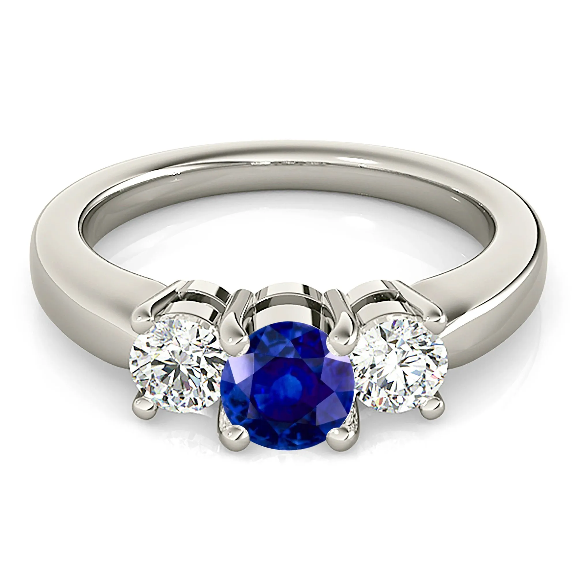 1.20 ct. Genuine Blue Sapphire Three Stone Engagement Ring