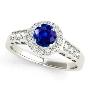 1.35 ct. Genuine Blue Sapphire Halo Ring