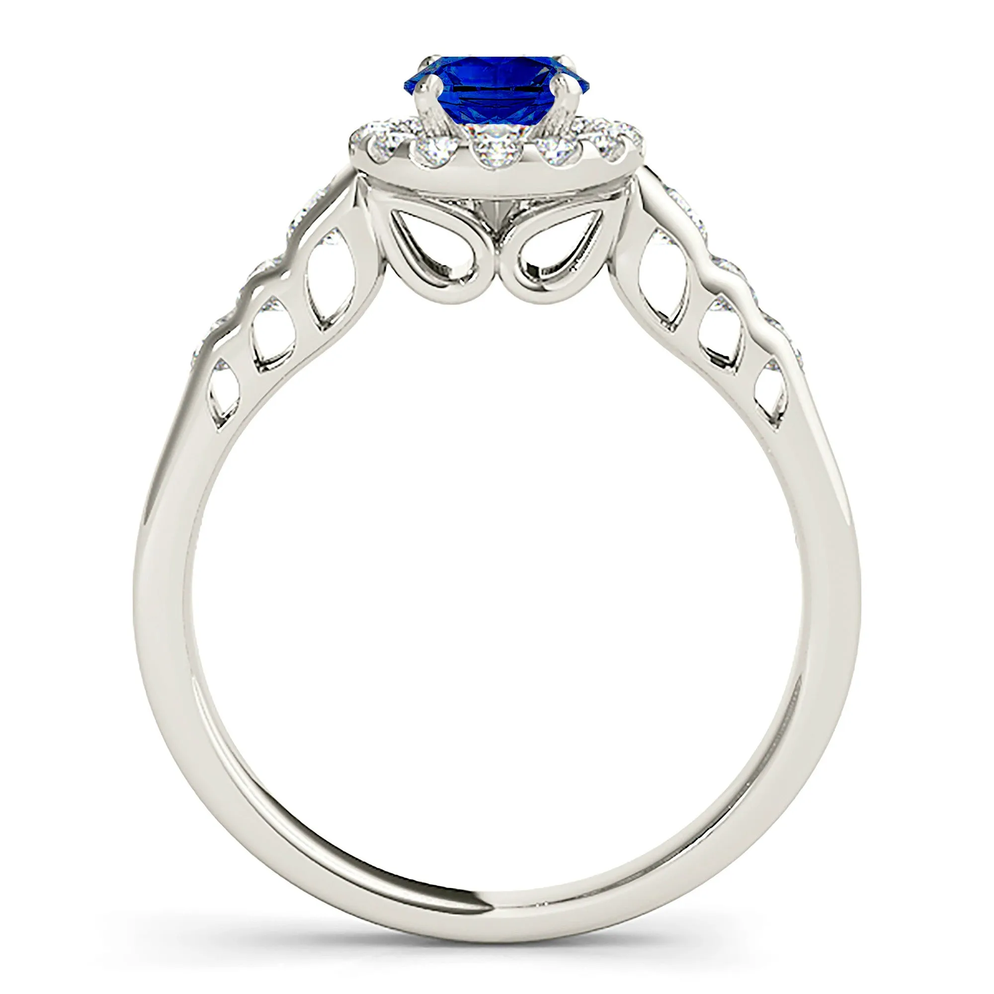1.35 ct. Genuine Blue Sapphire Halo Ring