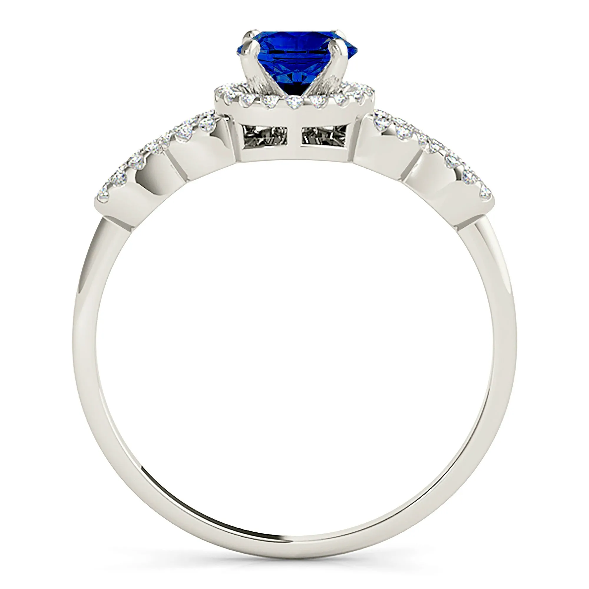 1.35 ct. Genuine Blue Sapphire Ring Halo style