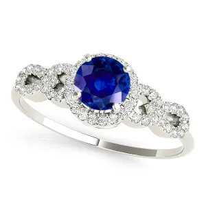 1.35 ct. Genuine Blue Sapphire Ring Halo style