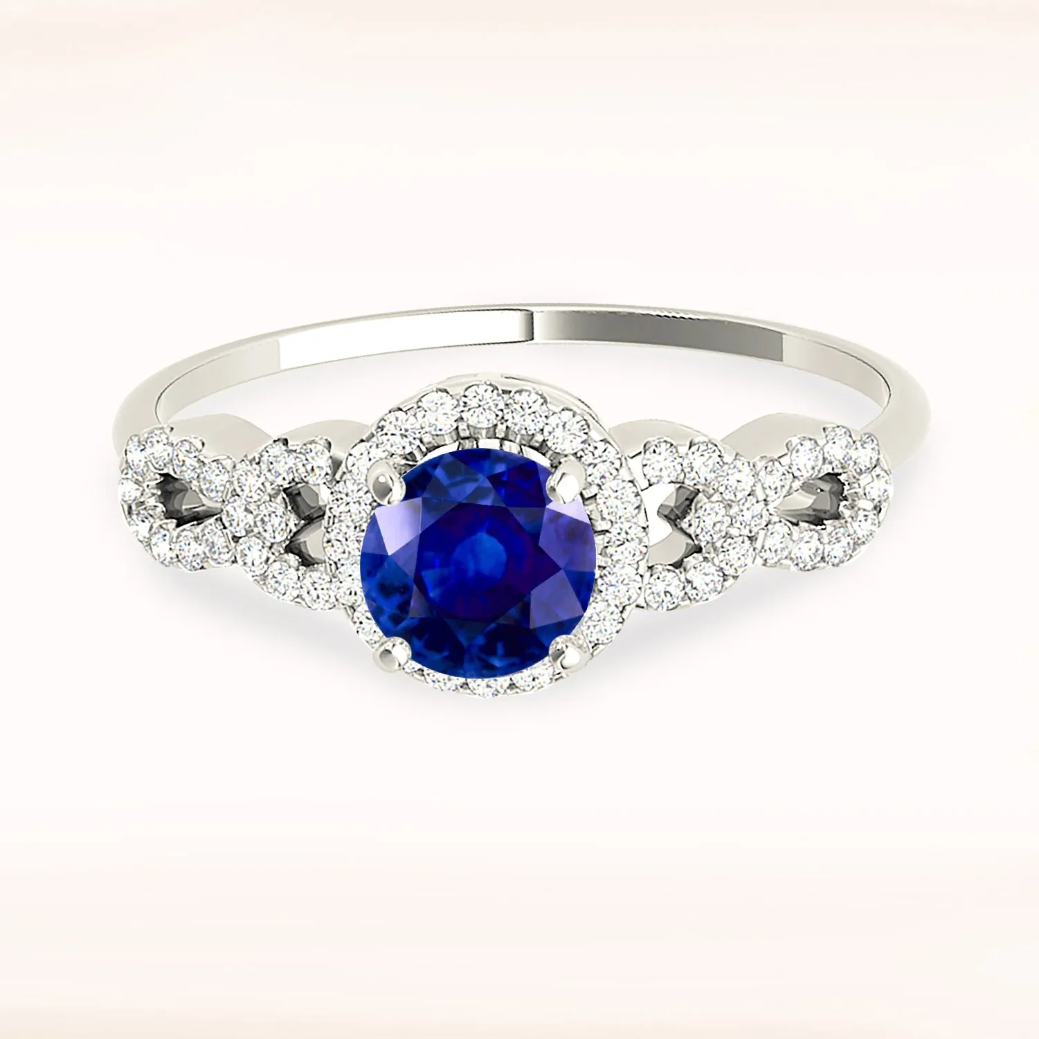 1.35 ct. Genuine Blue Sapphire Ring Halo style