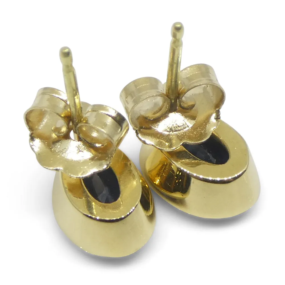 1.46ct Oval Blue Sapphire Stud Earrings set in 14k Yellow Gold