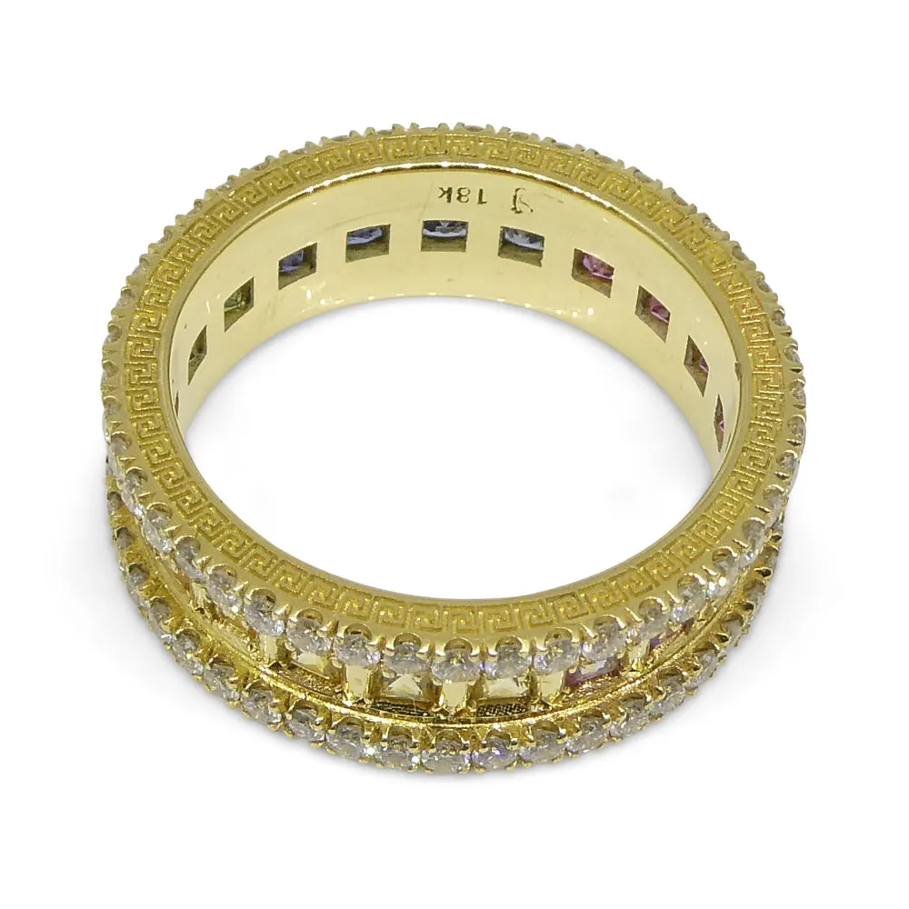 1.47ct Rainbow Sapphire, 1.75ct Diamond Gent's Ring set in 18k Yellow Gold