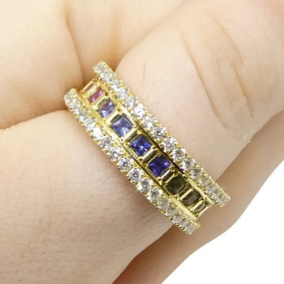 1.47ct Rainbow Sapphire, 1.75ct Diamond Gent's Ring set in 18k Yellow Gold