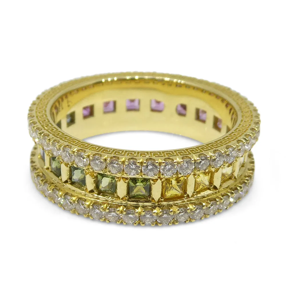 1.47ct Rainbow Sapphire, 1.75ct Diamond Gent's Ring set in 18k Yellow Gold