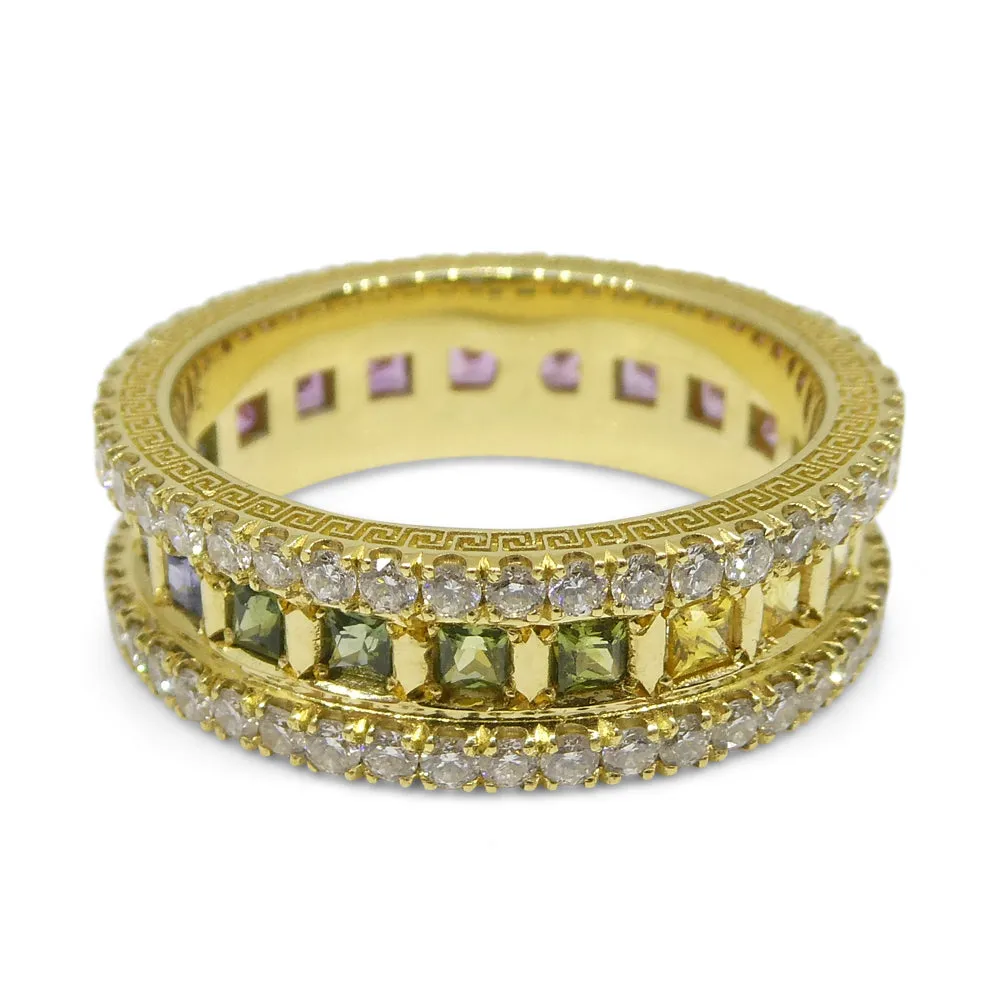 1.47ct Rainbow Sapphire, 1.75ct Diamond Gent's Ring set in 18k Yellow Gold