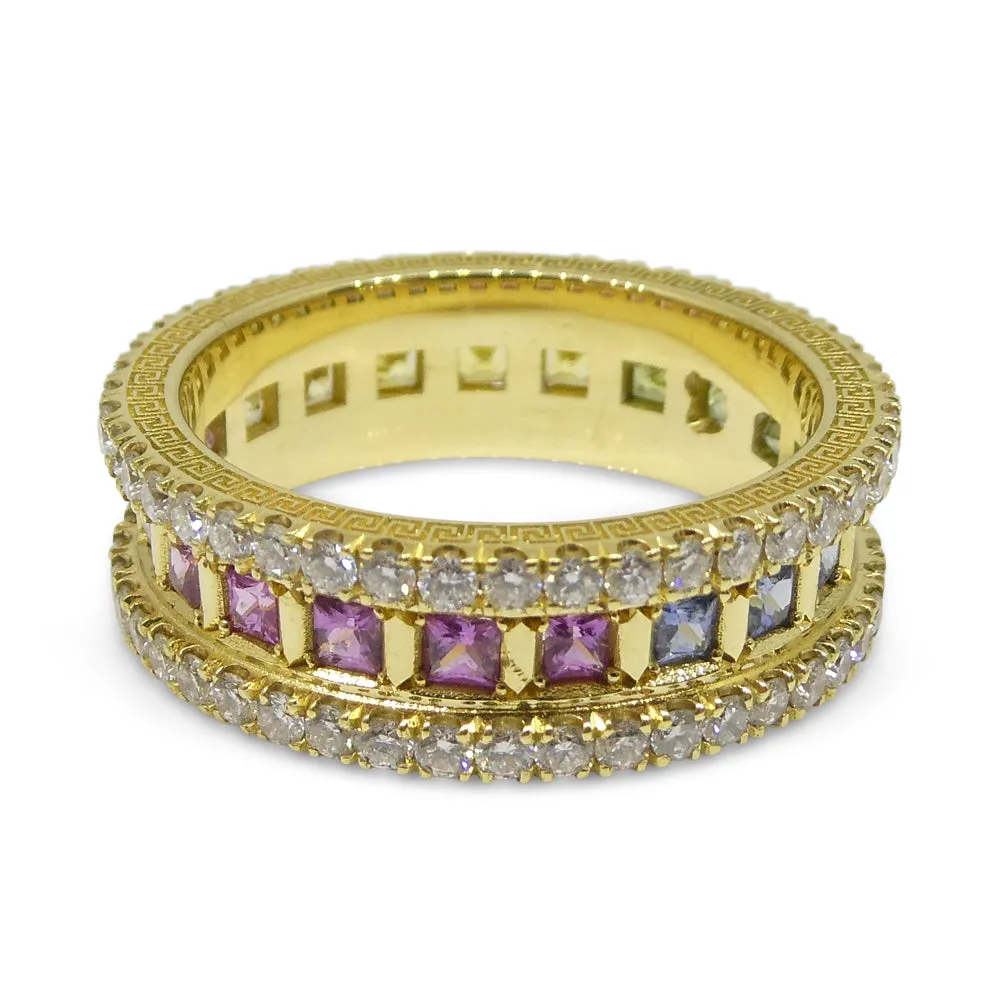 1.47ct Rainbow Sapphire, 1.75ct Diamond Gent's Ring set in 18k Yellow Gold