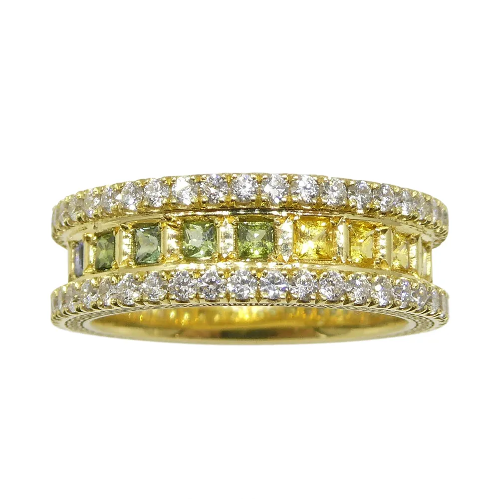 1.47ct Rainbow Sapphire, 1.75ct Diamond Gent's Ring set in 18k Yellow Gold