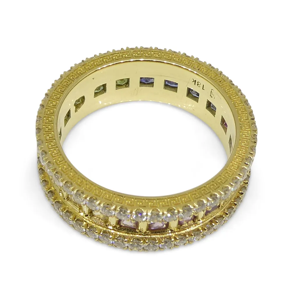 1.47ct Rainbow Sapphire, 1.75ct Diamond Gent's Ring set in 18k Yellow Gold