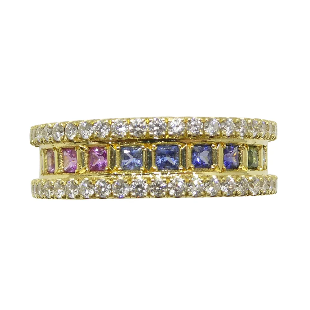 1.47ct Rainbow Sapphire, 1.75ct Diamond Gent's Ring set in 18k Yellow Gold