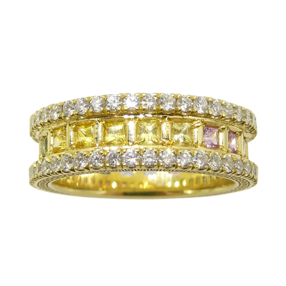 1.47ct Rainbow Sapphire, 1.75ct Diamond Gent's Ring set in 18k Yellow Gold