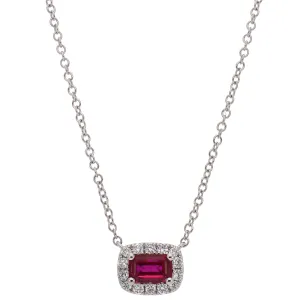 14K White Gold Ruby and Diamond Necklace