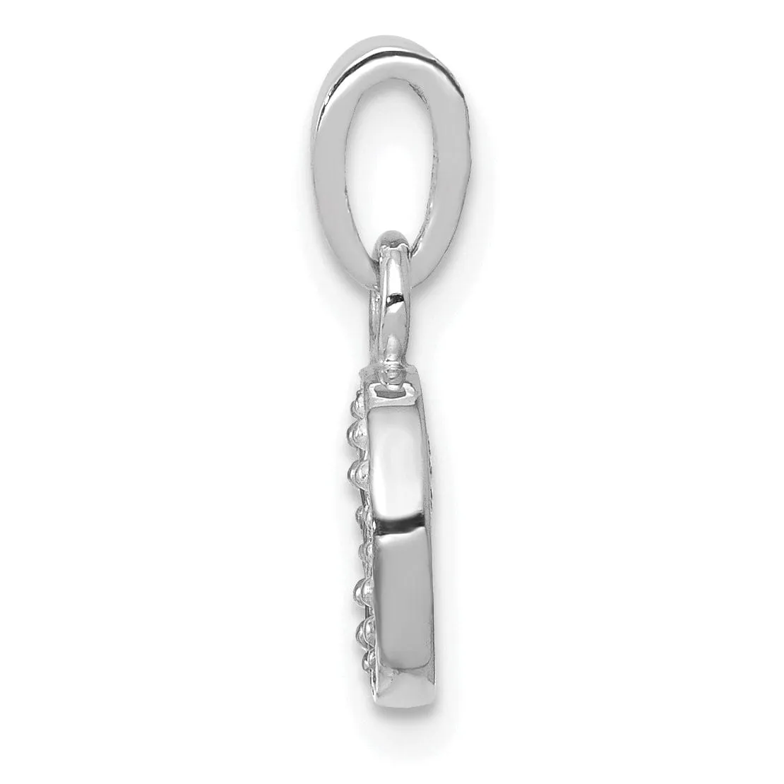14K White Gold Small 0.01CT Diamond Letter O Initial Block Pendant