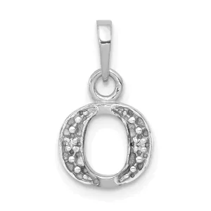 14K White Gold Small 0.01CT Diamond Letter O Initial Block Pendant
