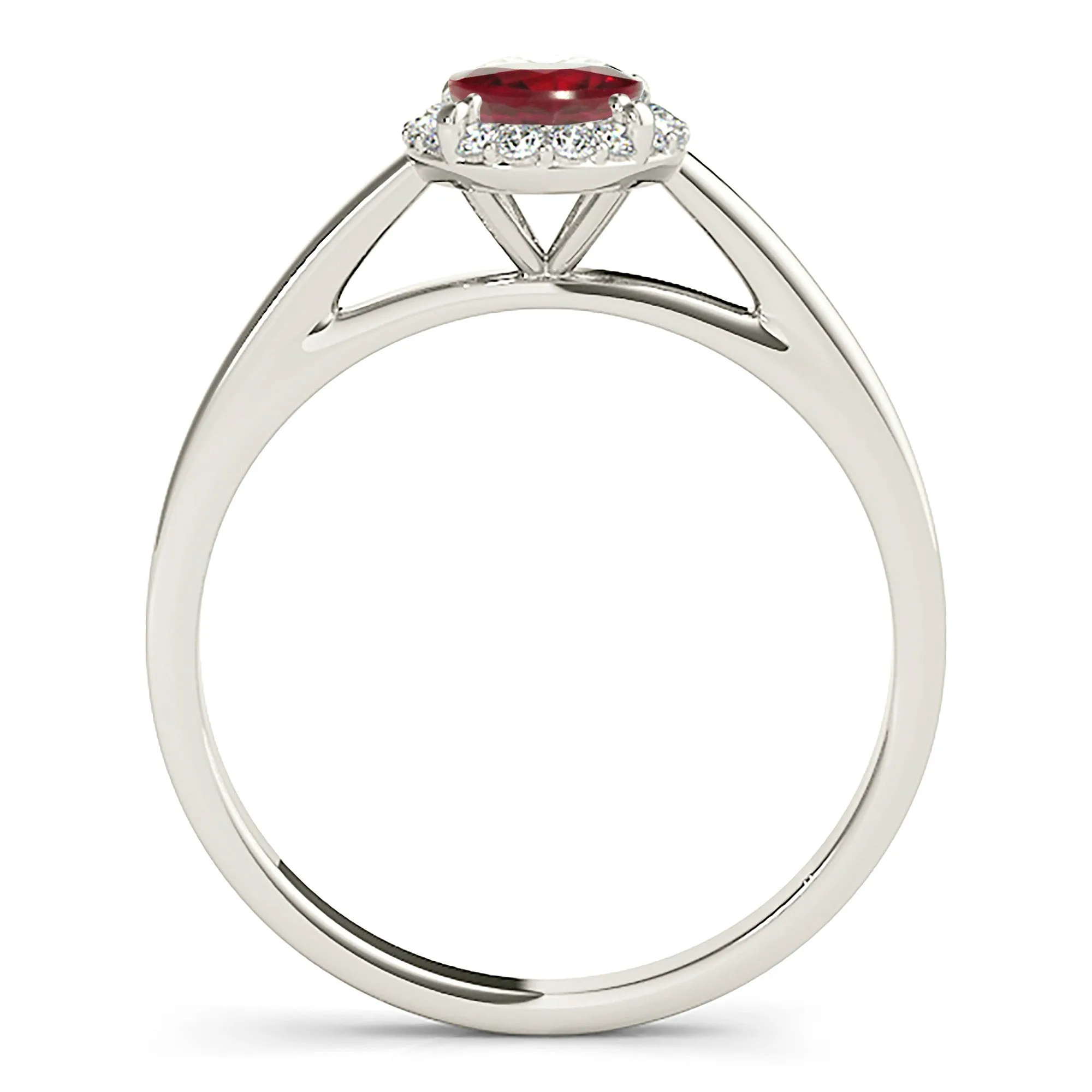 1.55 ct. Genuine Oval Ruby with Halo And Solid Gold Solitaire Band