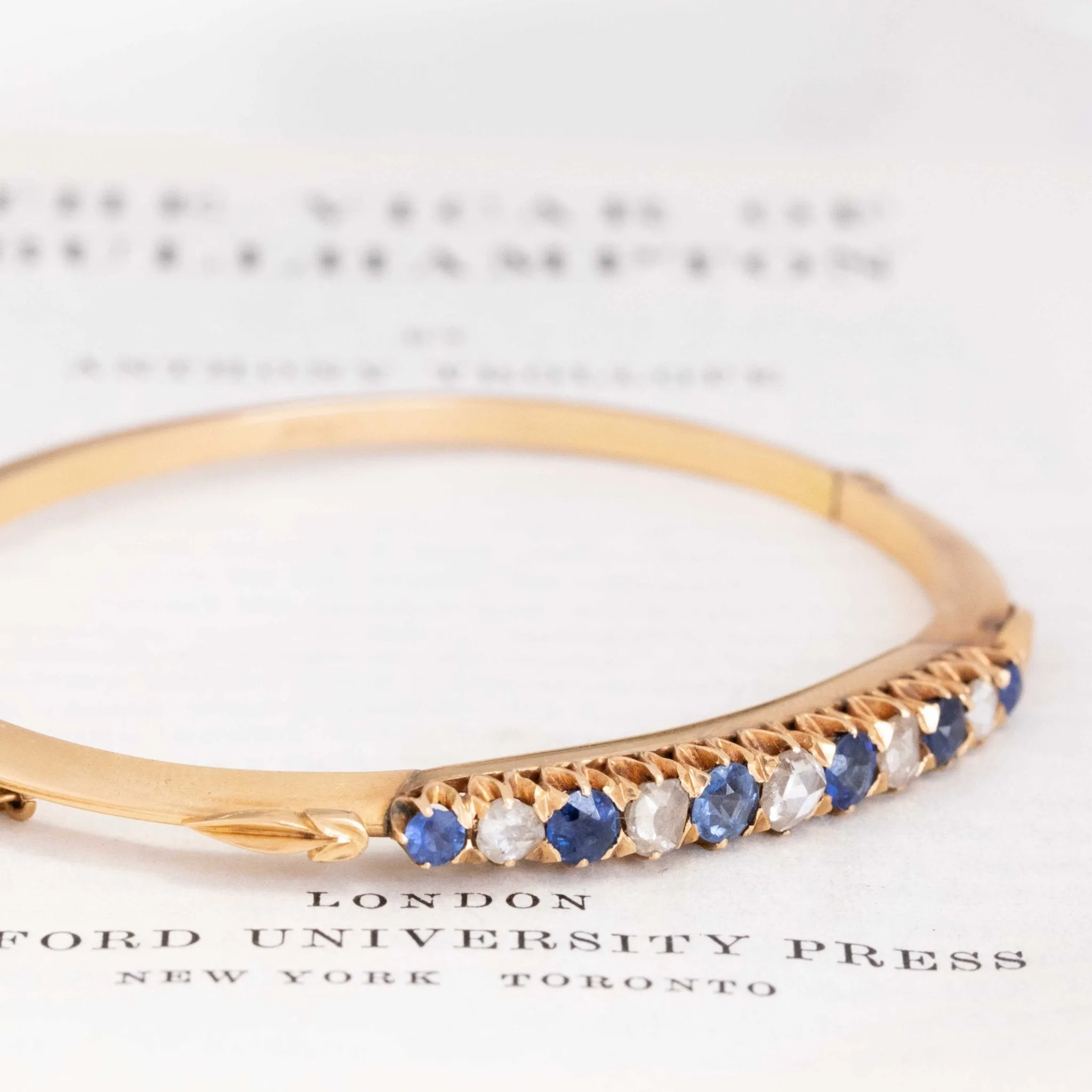 1.74ctw Antique Diamond & Sapphire Bangle