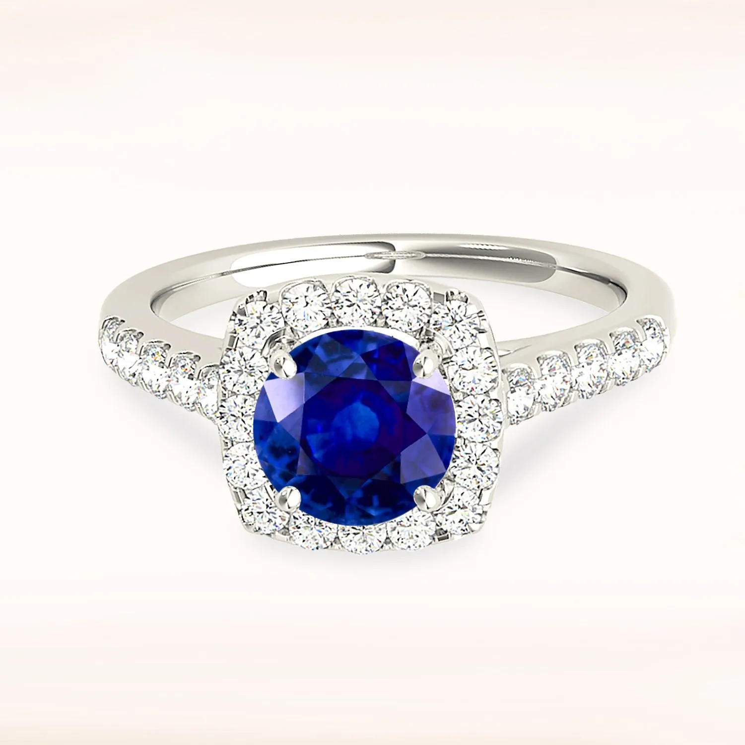 1.80 ct. Genuine Blue Sapphire Halo Ring