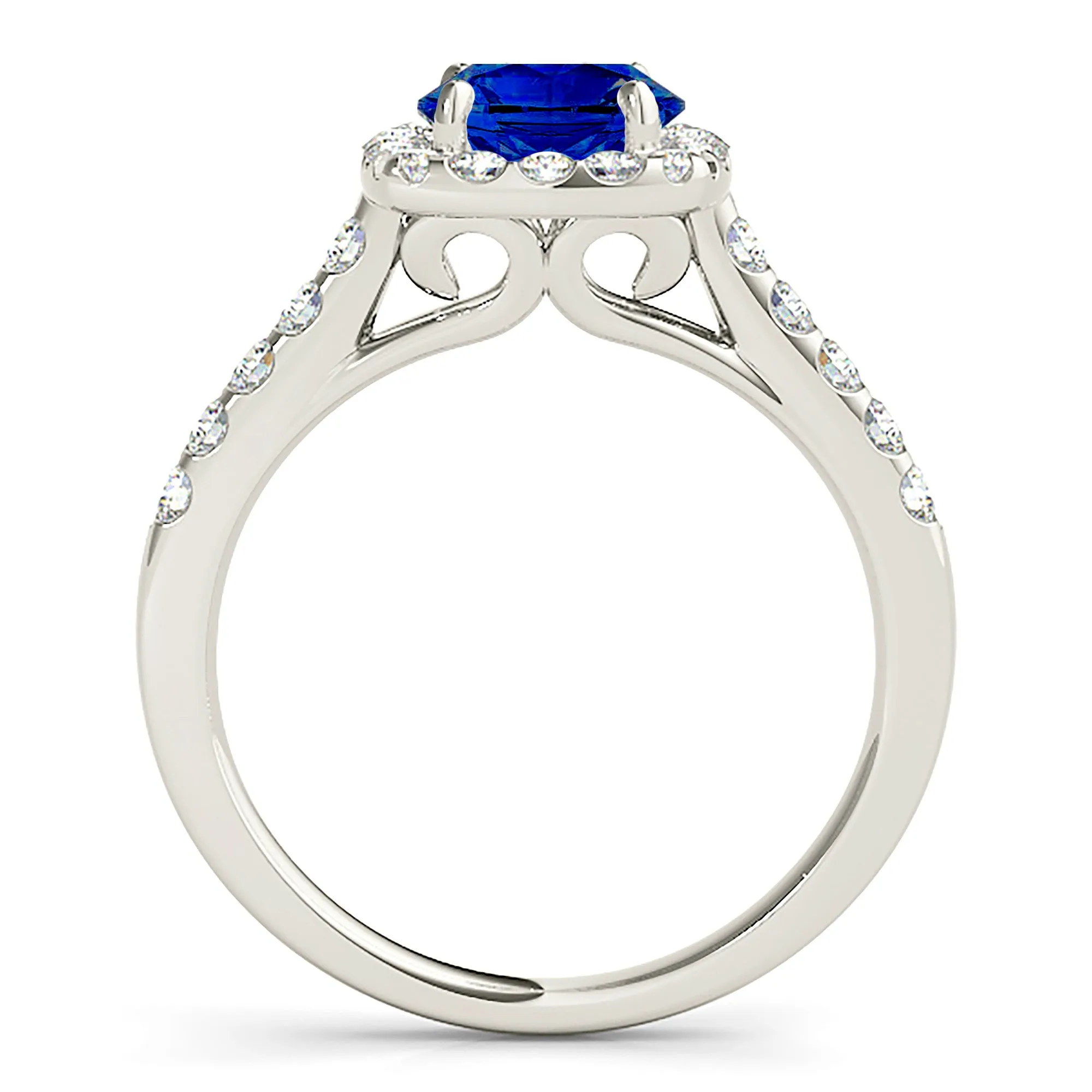 1.80 ct. Genuine Blue Sapphire Halo Ring