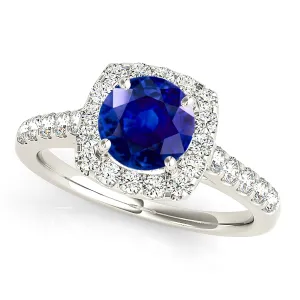 1.80 ct. Genuine Blue Sapphire Halo Ring