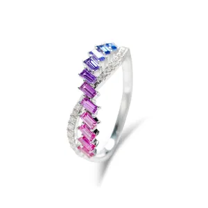 18K Gold Crosshatch Gradient Baguette Ring