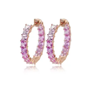 18k Gold Custom Large Hoop Cushion Cut Princess Earrings