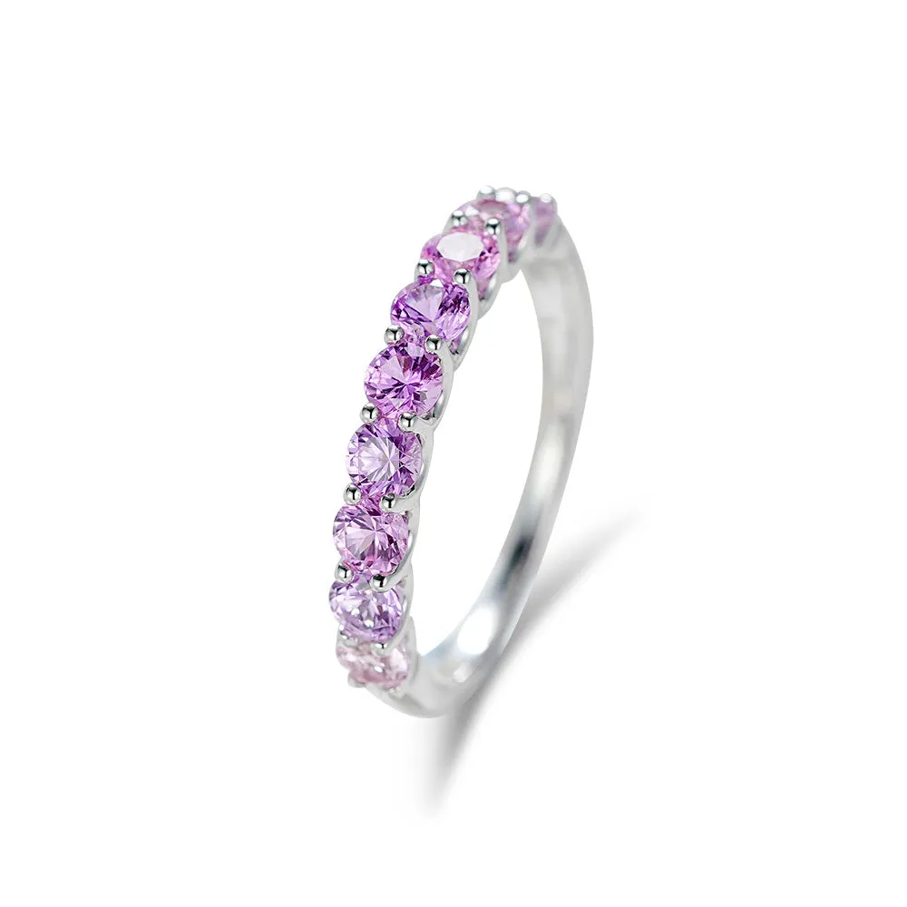 18K Gold Nine Princesses Round Cut Ring