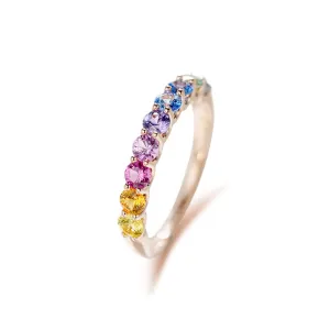 18K Gold Nine Princesses Round Cut Ring