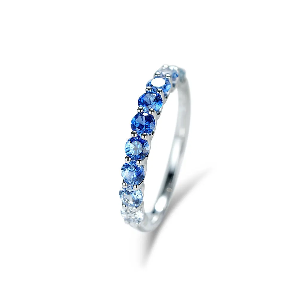 18K Gold Nine Princesses Round Cut Ring