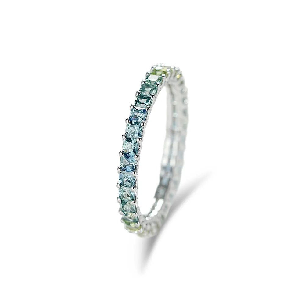 18K Gold Radiant Cut Green Gradient Ring