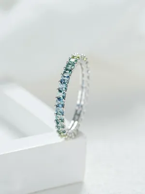18K Gold Radiant Cut Green Gradient Ring