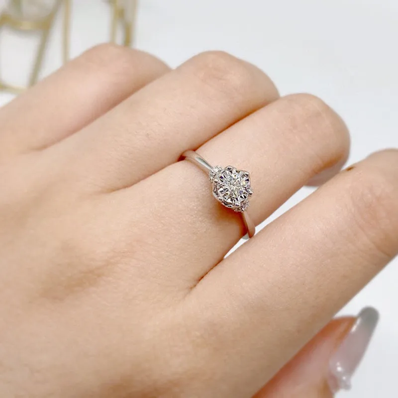 18K Gold Round Cut Natural Diamond Ruby 0.2 Carat Halo Ring