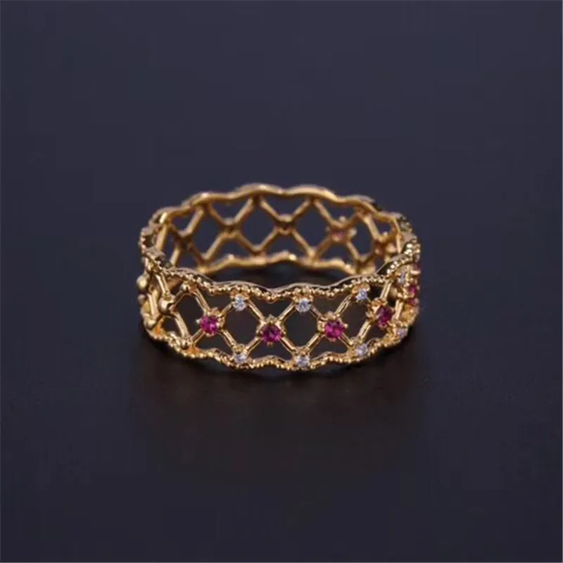 18K Gold Vintage Gemstone Diamond Ring with Natural Ruby