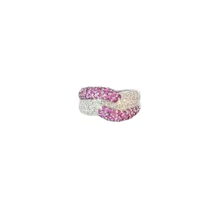 18k white gold 1.00ct Pink Sapphire and .35ct G VS2 Round diamond ring