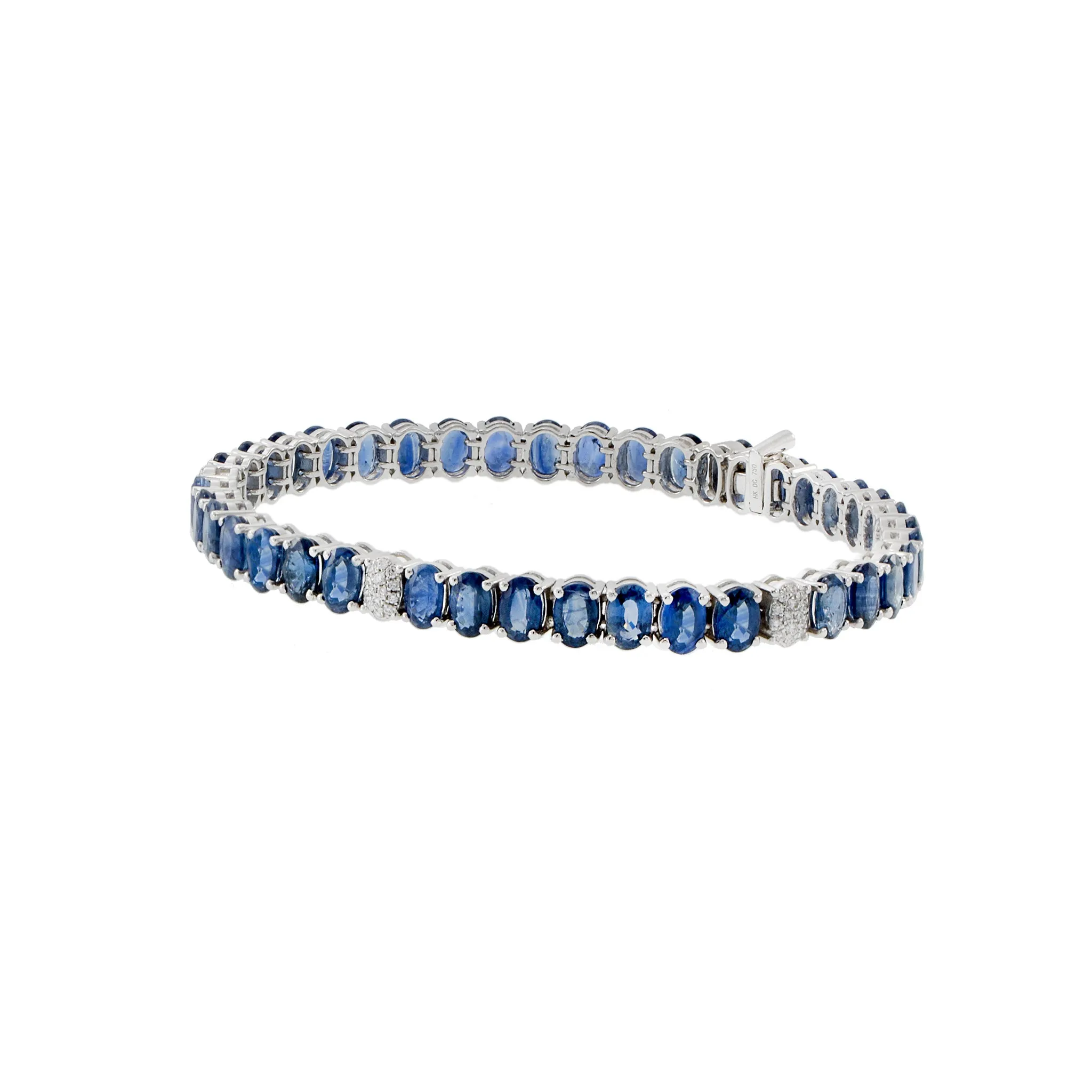 18KT White Gold Oval Sapphire And Diamond Bracelet