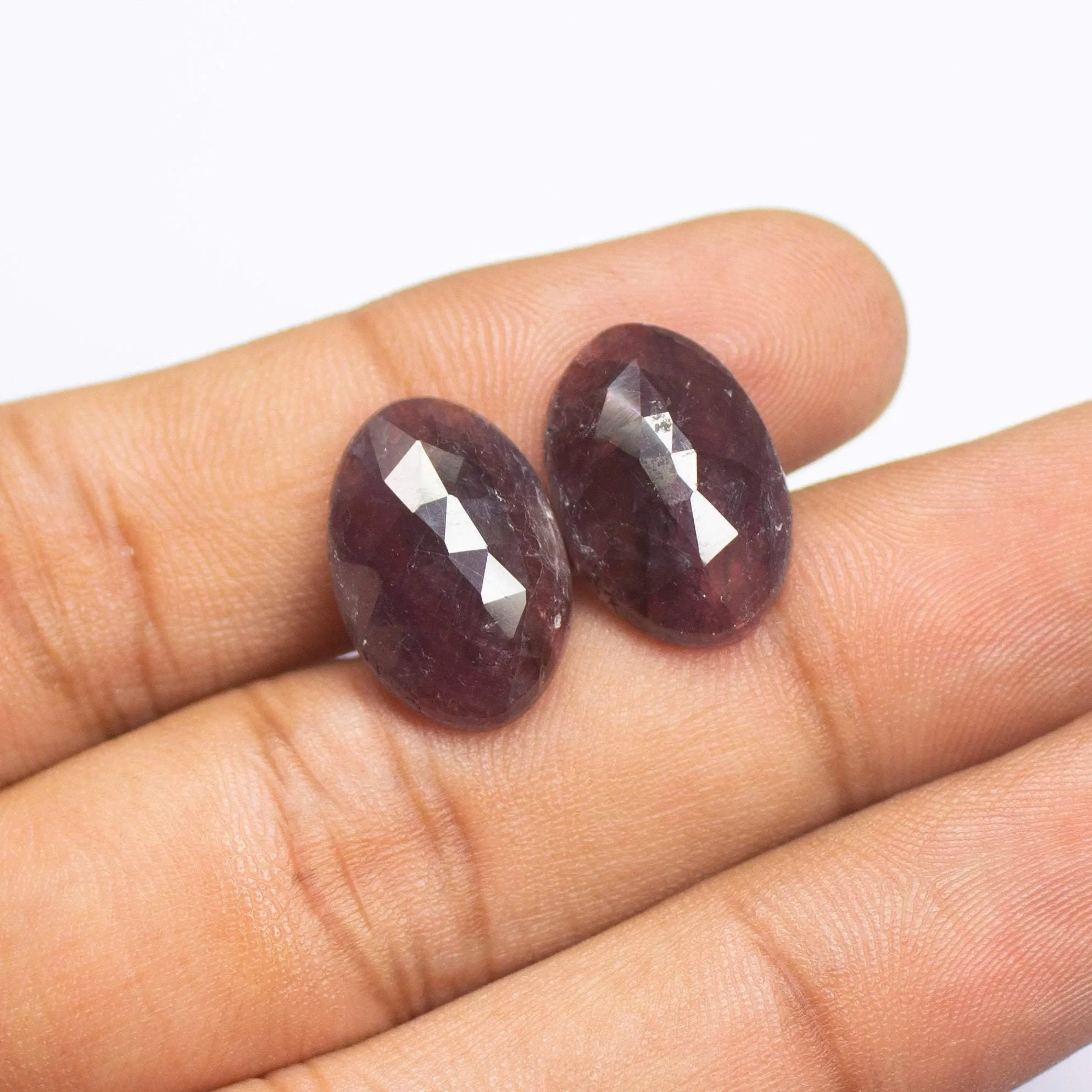 19 carats, 18x12mm, Natural Pink Sapphire Rose Cut Oval Matching Pair Gemstone