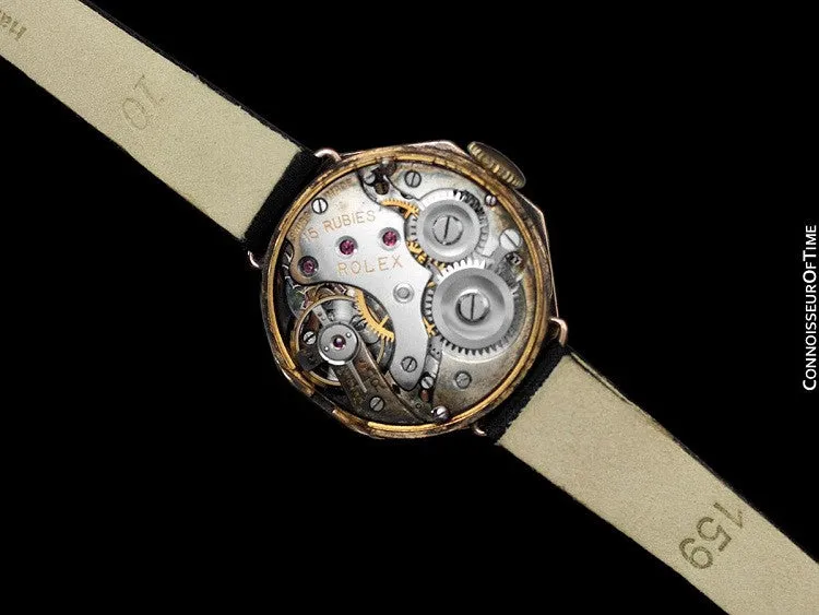 1920's Rolex Ladies Vintage Art Deco Telephone Dial Watch - 9K Gold