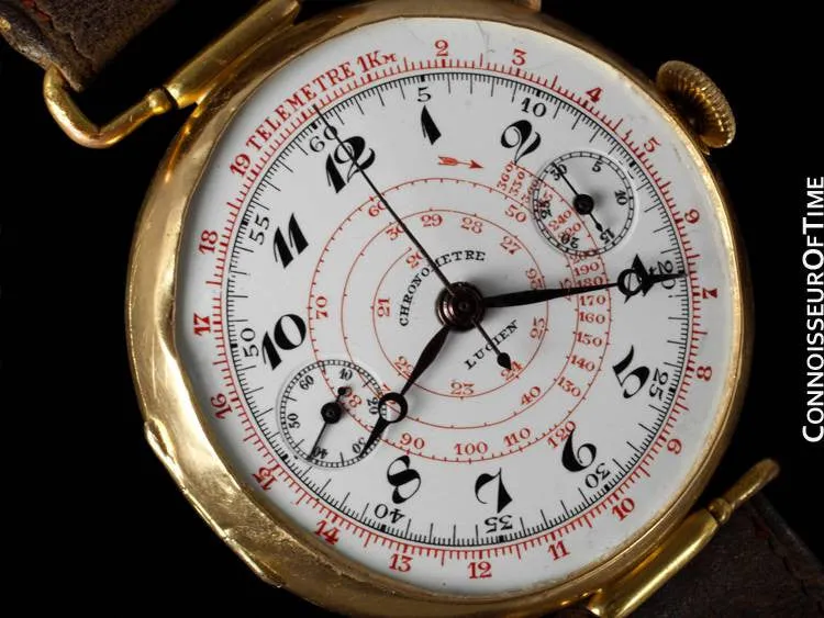 1920's Swiss Vintage Large Mens Sporting / Aviator's Single Button Chronograph - 18K Gold