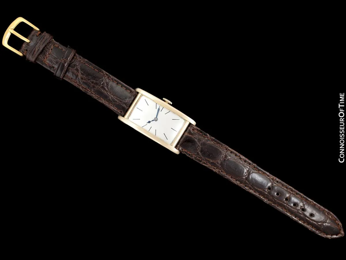 1927 IWC Vintage Art Deco Long 42mm Mens Wristwatch - 14K Gold