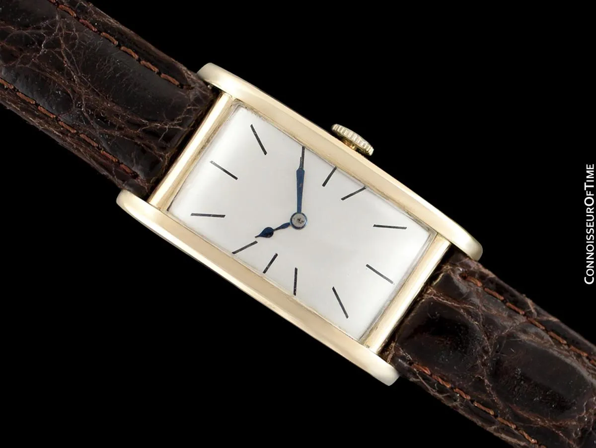 1927 IWC Vintage Art Deco Long 42mm Mens Wristwatch - 14K Gold
