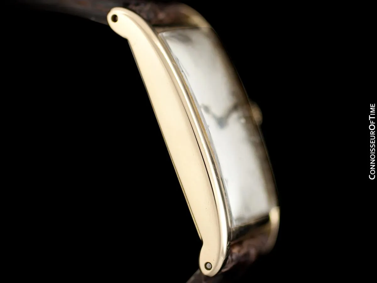 1927 IWC Vintage Art Deco Long 42mm Mens Wristwatch - 14K Gold