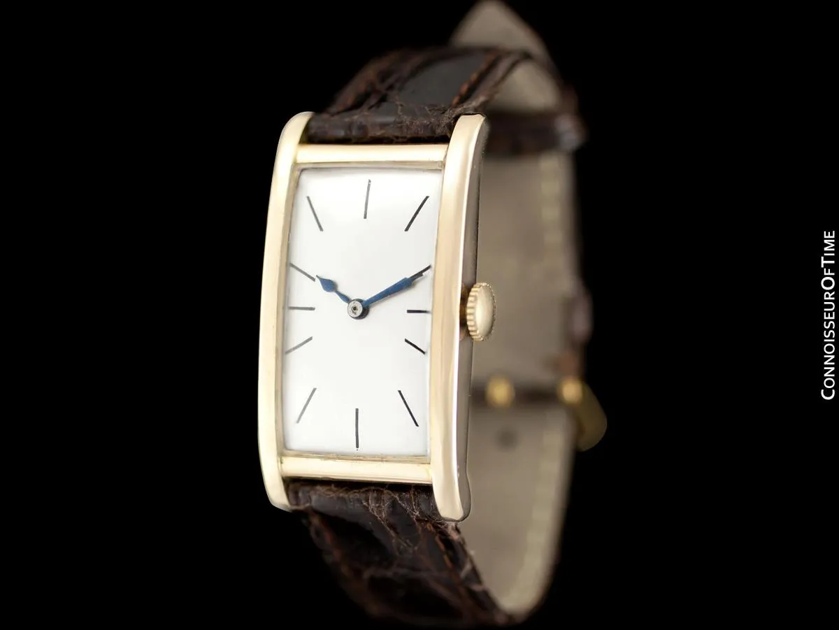 1927 IWC Vintage Art Deco Long 42mm Mens Wristwatch - 14K Gold