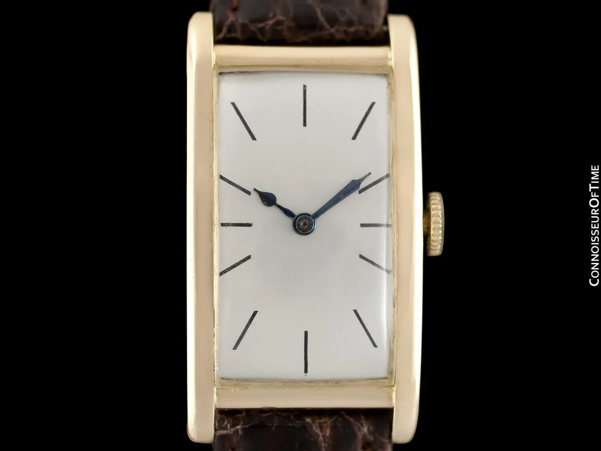 1927 IWC Vintage Art Deco Long 42mm Mens Wristwatch - 14K Gold
