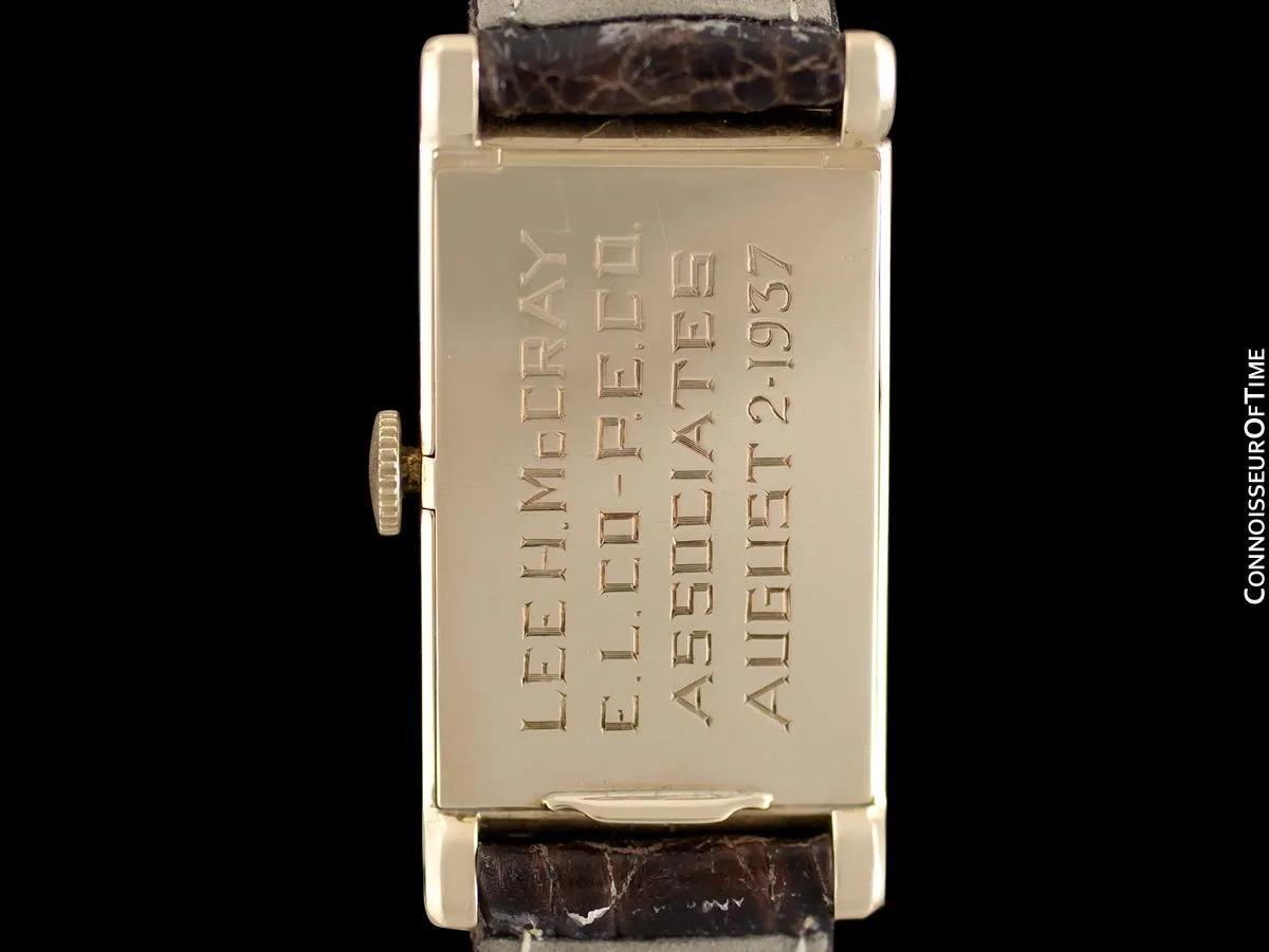 1927 IWC Vintage Art Deco Long 42mm Mens Wristwatch - 14K Gold