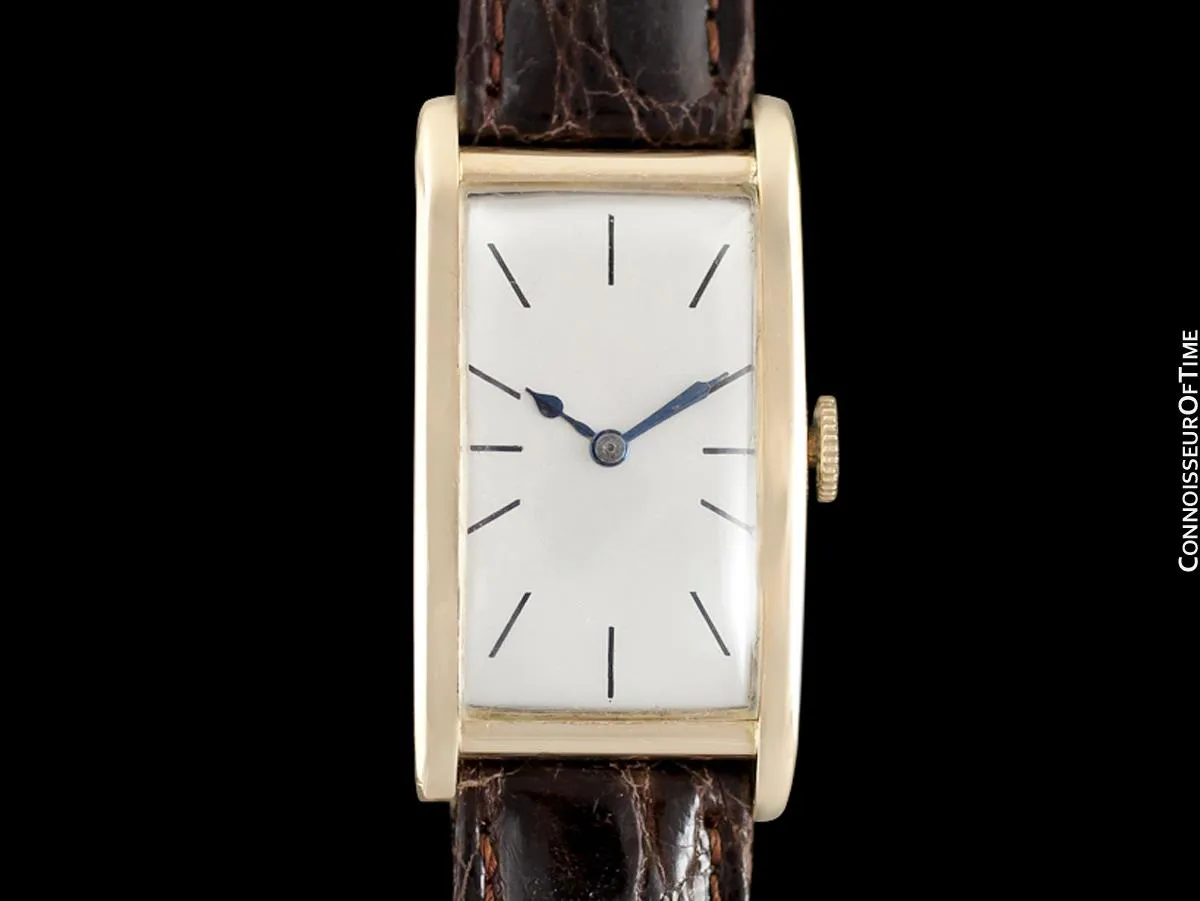 1927 IWC Vintage Art Deco Long 42mm Mens Wristwatch - 14K Gold