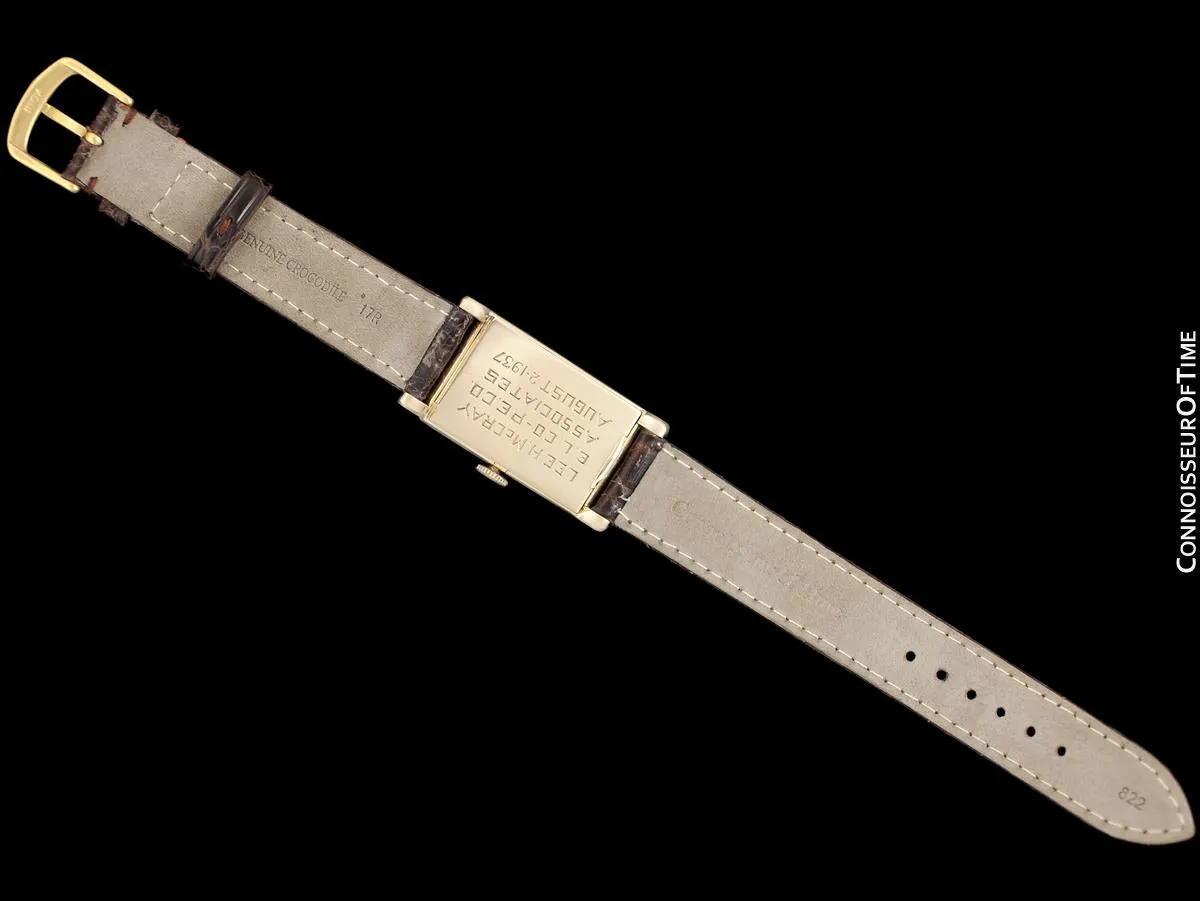 1927 IWC Vintage Art Deco Long 42mm Mens Wristwatch - 14K Gold