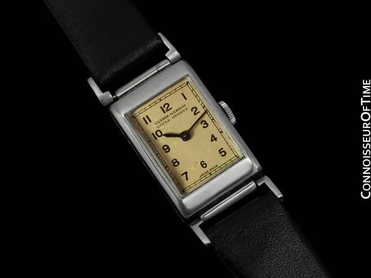 1930's Ulysse Nardin Mens Vintage Rectangular Dress Watch - Staybrite Stainless Steel
